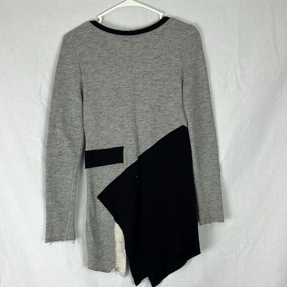 Gray Cotton Zarga Asemetrical Sweater with Beaded Details Women's S - Picture 2 of 6